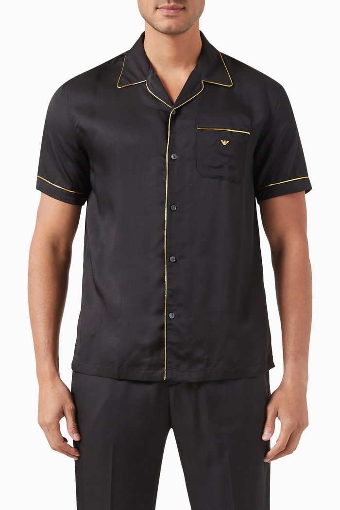 Bowling Shirt in Viscose, Black
