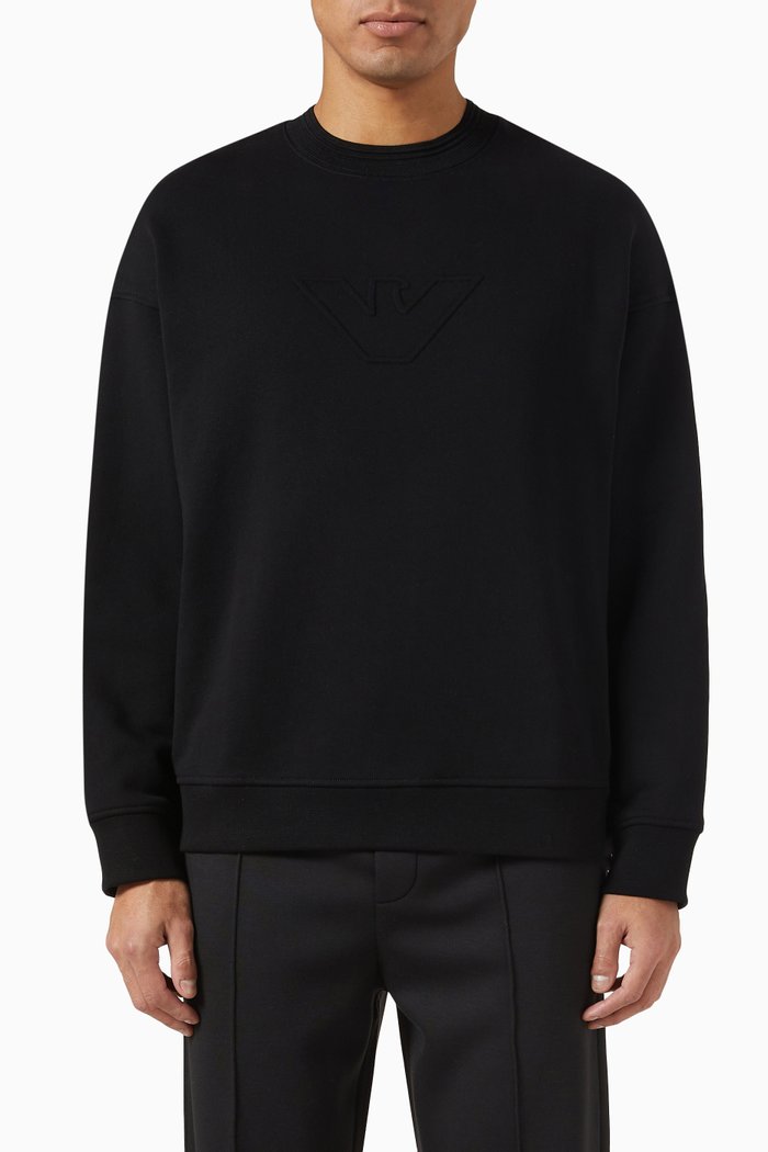 

Crew Neck Sweatshirt in Fleece, Black
