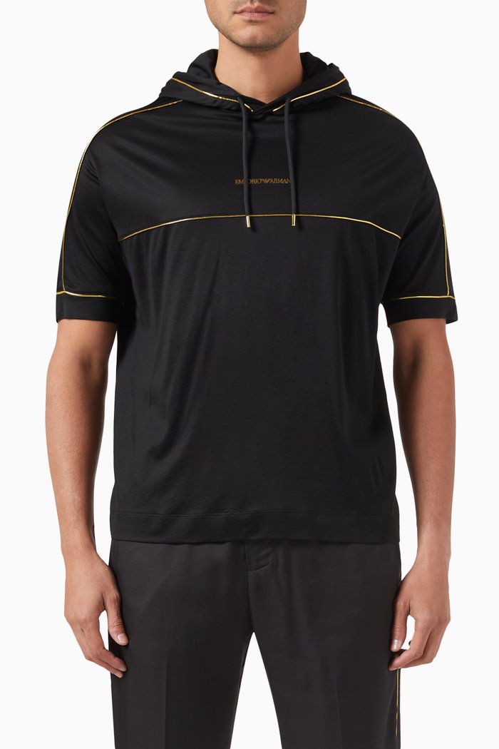 

Logo Hooded T-shirt in Tencel-blend Jersey, Black