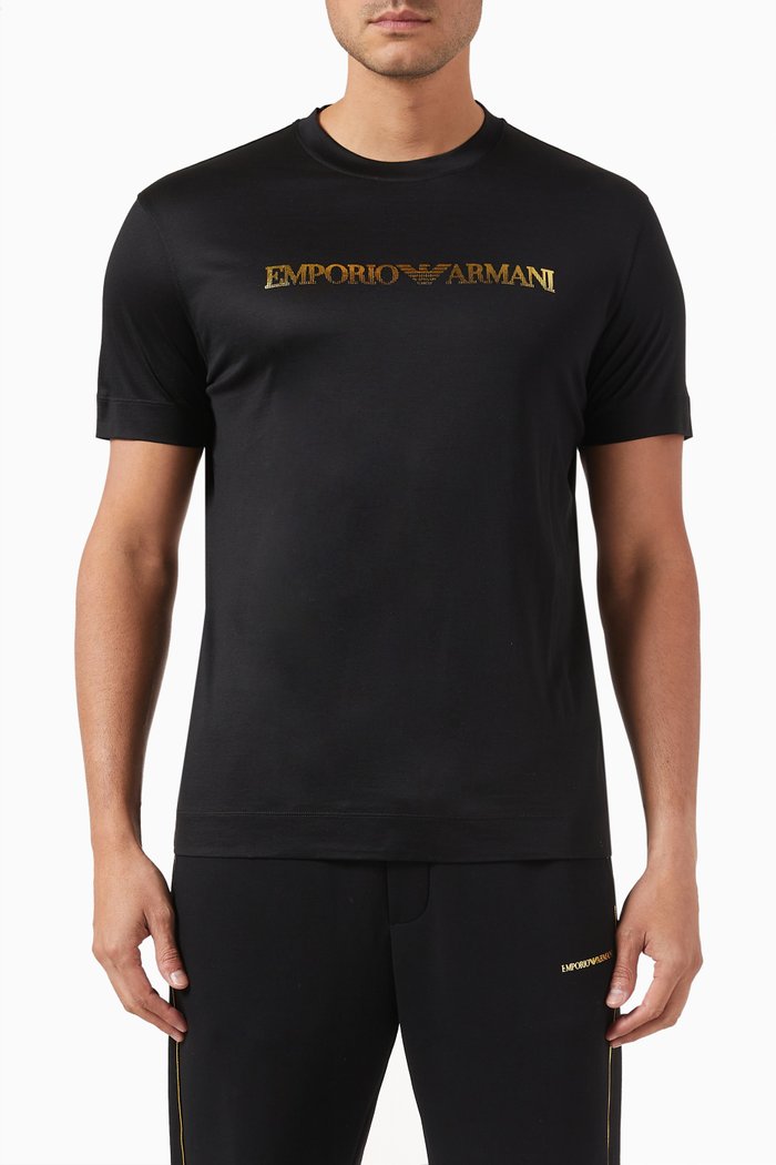 

Logo Print T-shirt in Tencel-blend Jersey, Black