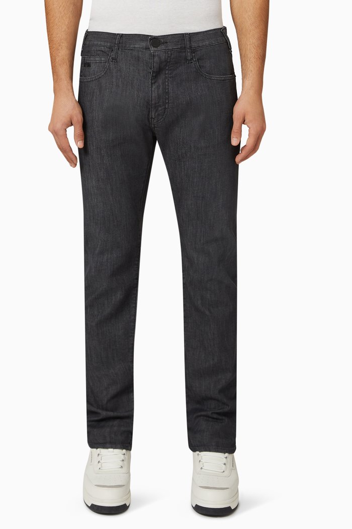 Micro Logo Straight-fit Jeans, Grey