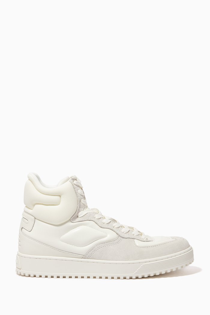 

Contrast High-top Sneakers in Leather & Suede, Black