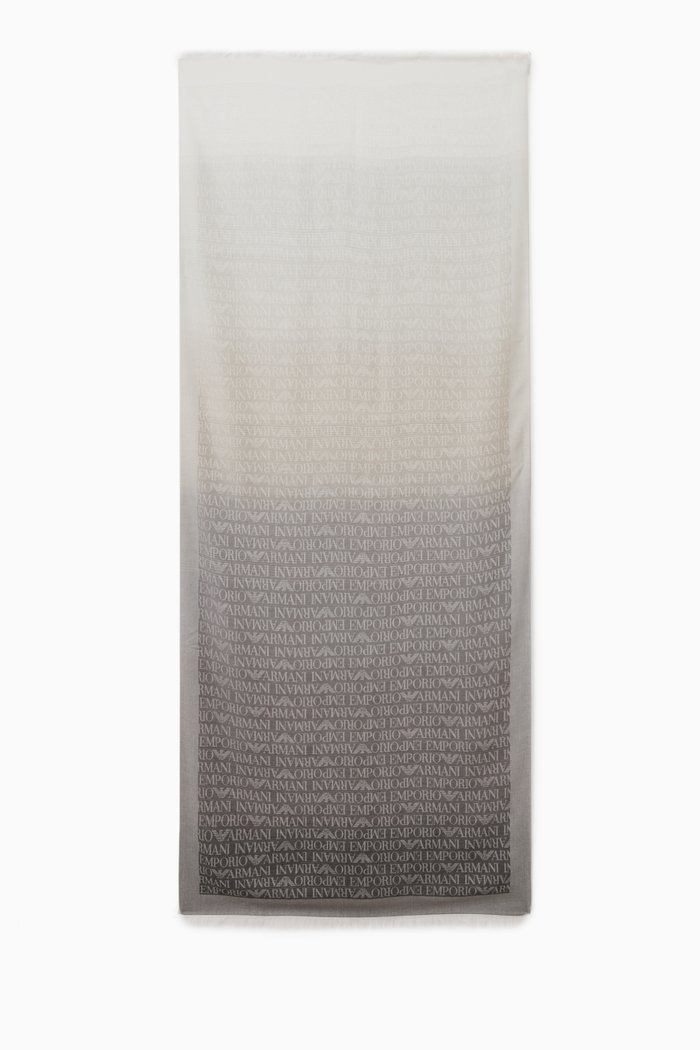 

Logo Ombré Scarf in Viscose-blend, Grey