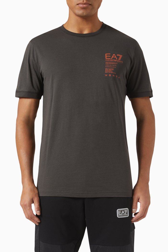 

Logo Print T-Shirt in Cotton Jersey, Grey