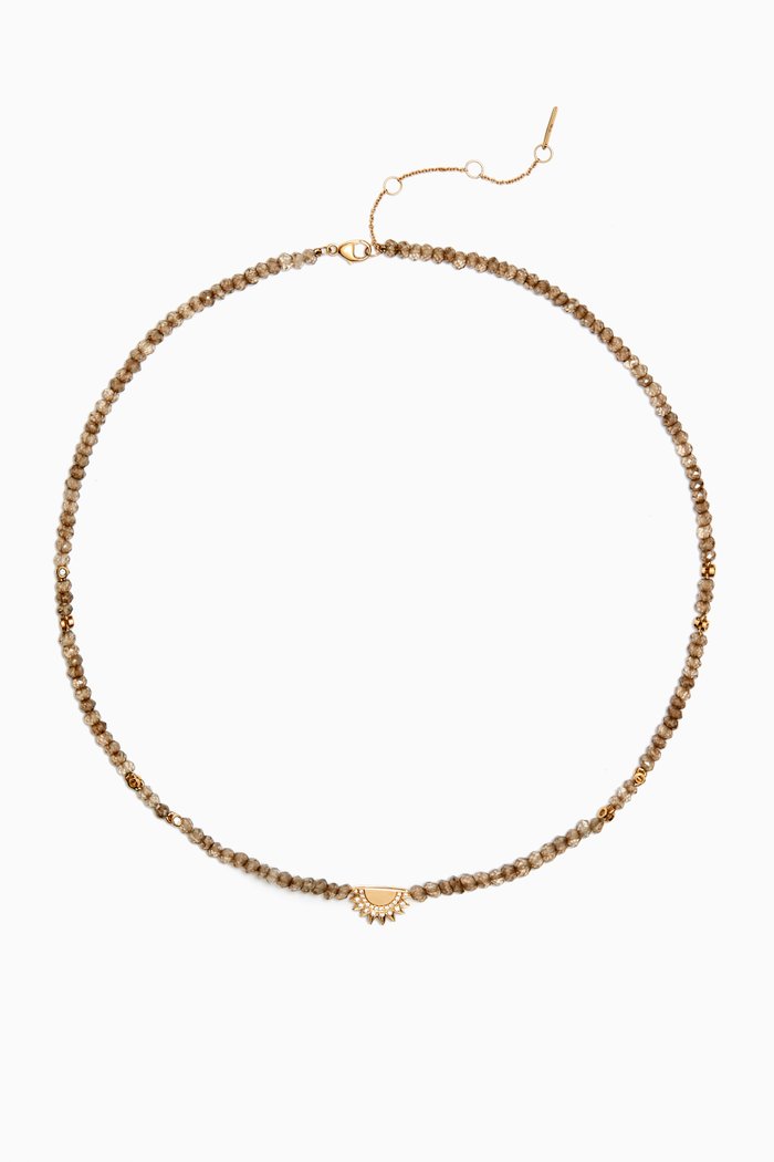 

My Sky Sun Choker with Smoky Quartz & Damonds in 18kt Yellow Gold