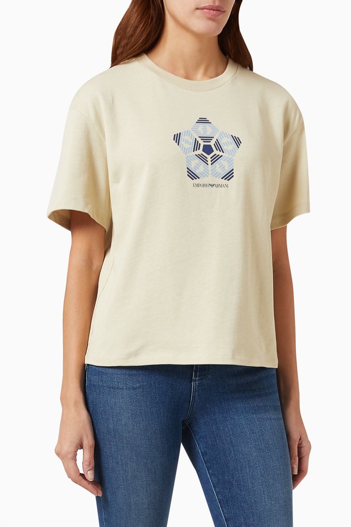 

EA Eagle Geometric Logo T-shirt in Cotton, Neutral