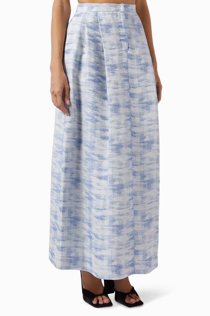 

Gradient Maxi Skirt in Linen-blend, Blue