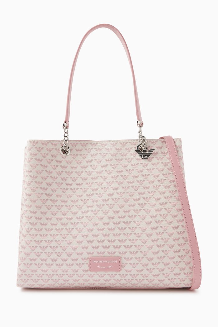 

Annie Eagle Medium Tote Bag in PVC, White