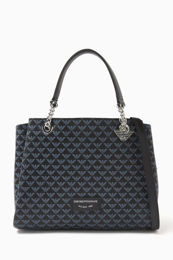 

Annie Eagle Small Tote Bag in PVC, Black