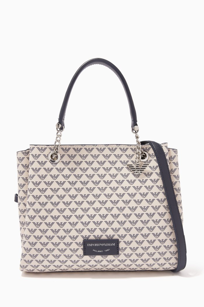 Annie Eagle Small Tote Bag in PVC, White