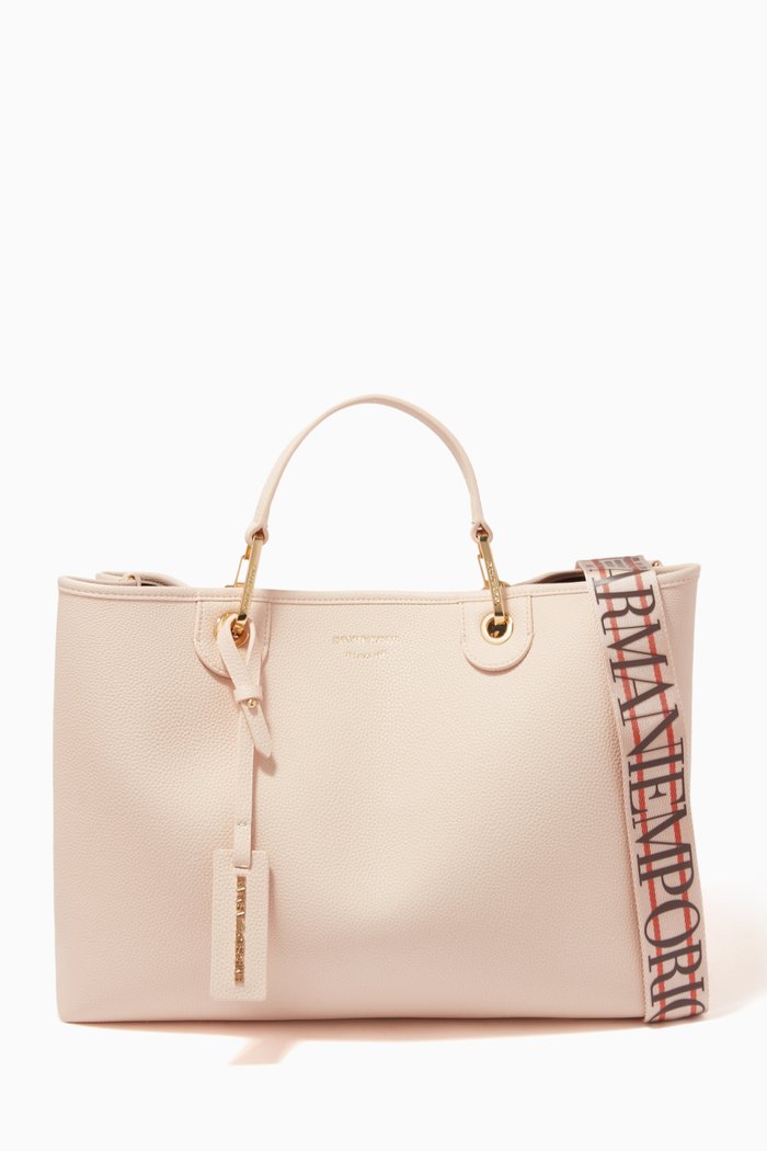 

My EA M Tote Bag in Leather, Neutral