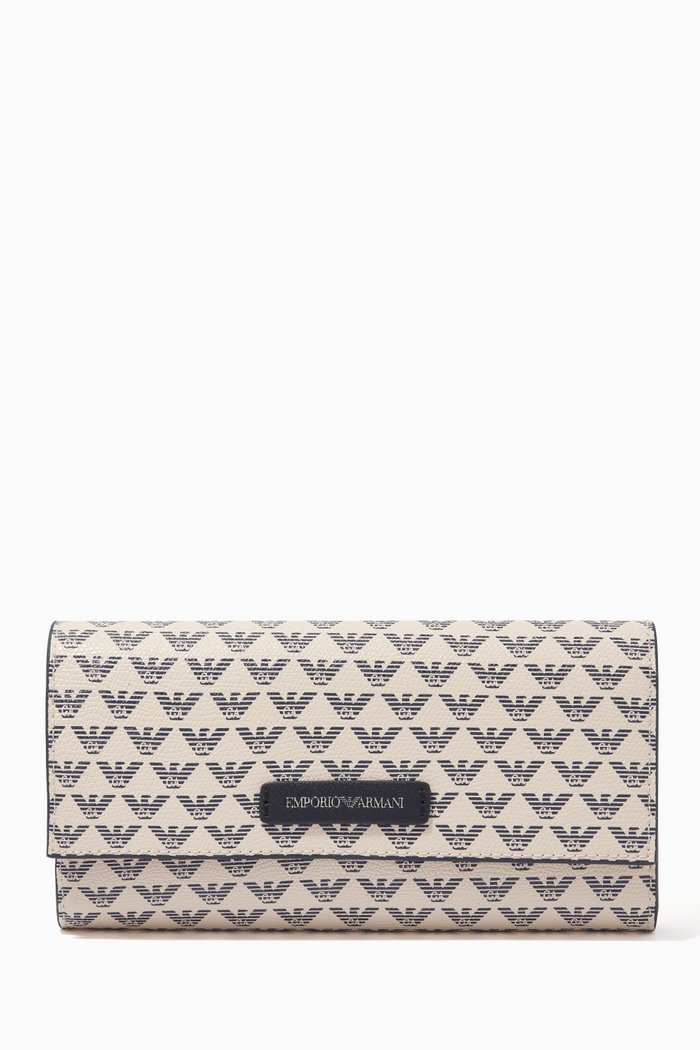 Monogram Wallet in Faux Leather, White