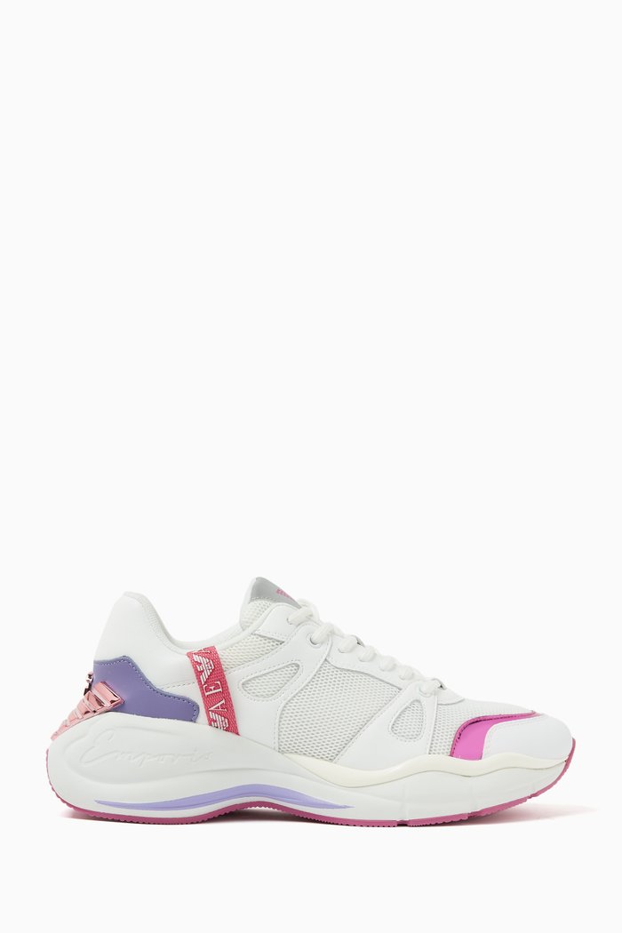 

EA Eagle Sneakers in Knit Mesh & Leather, White