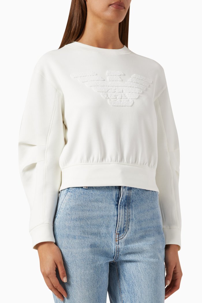 

Eagle Brushed-logo Sweatshirt, White