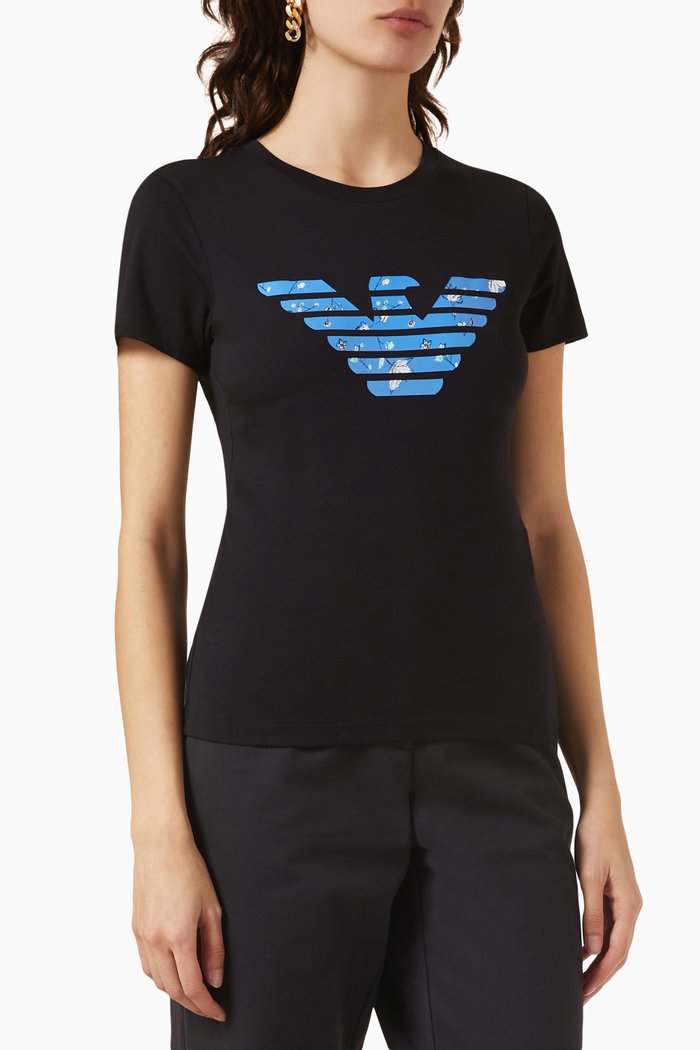 Eagle Logo T-shirt in Jersey, Blue