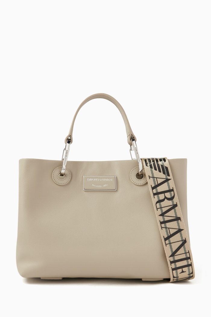 

Tote Bag in Grainy Faux Leather, Neutral