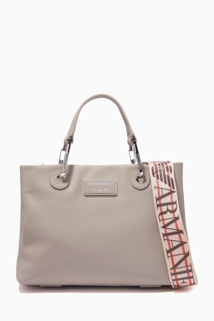 

Tote Bag in Grainy Faux Leather, Grey