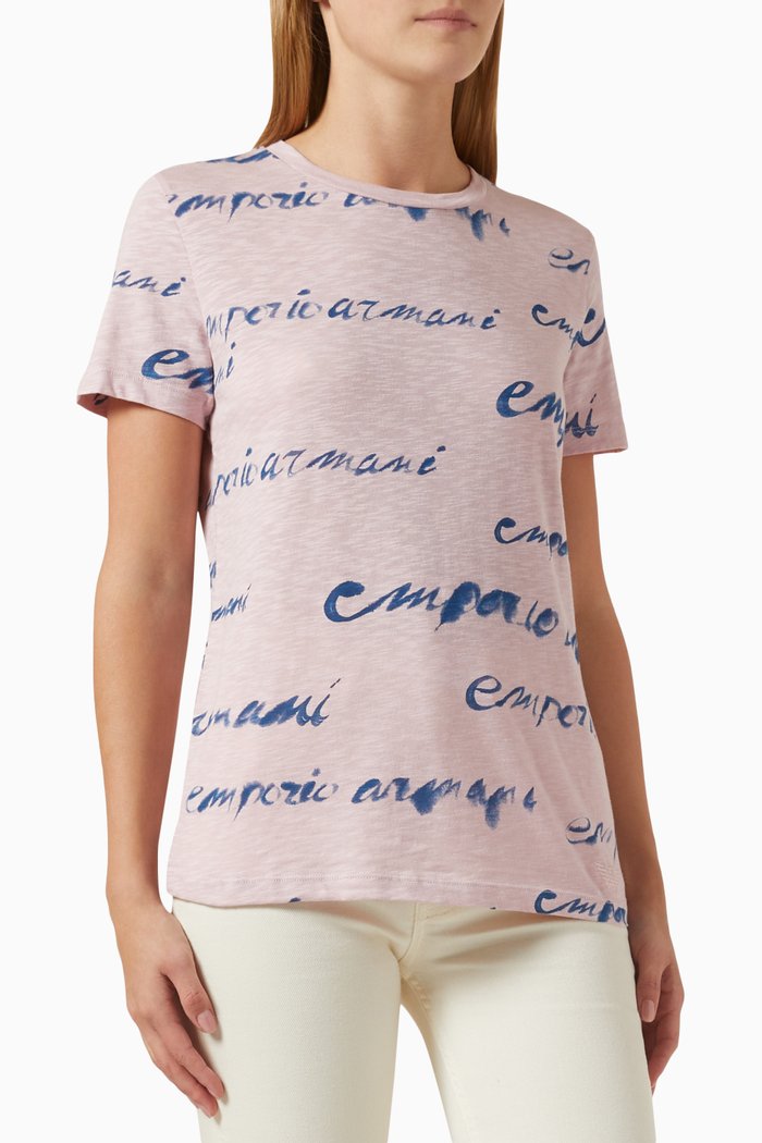 Logo Print T-shirt in Jersey, Pink