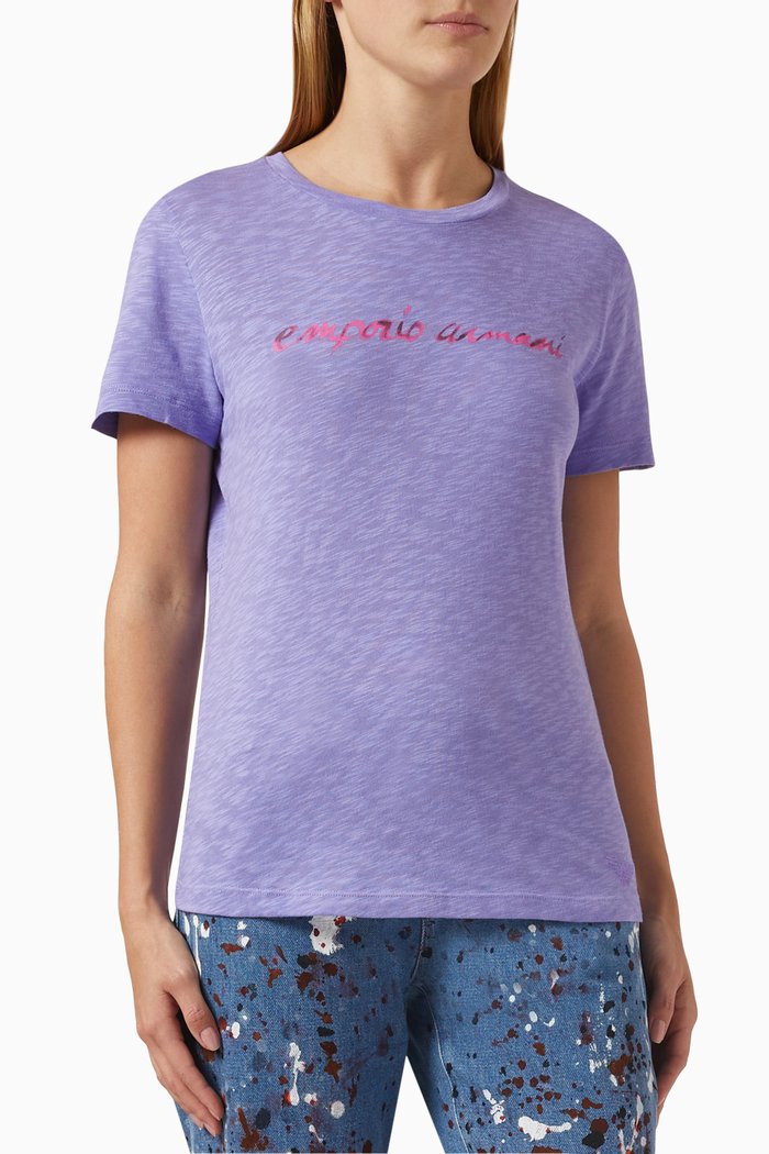 

Logo Print T-shirt in Jersey, Purple