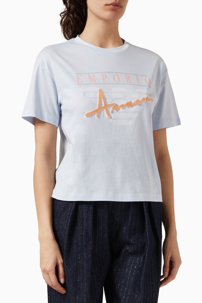 Eagle Logo T-shirt in Jersey, Blue