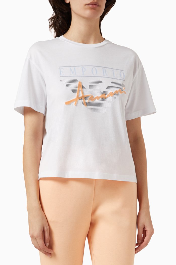Eagle Logo T-shirt in Jersey, White