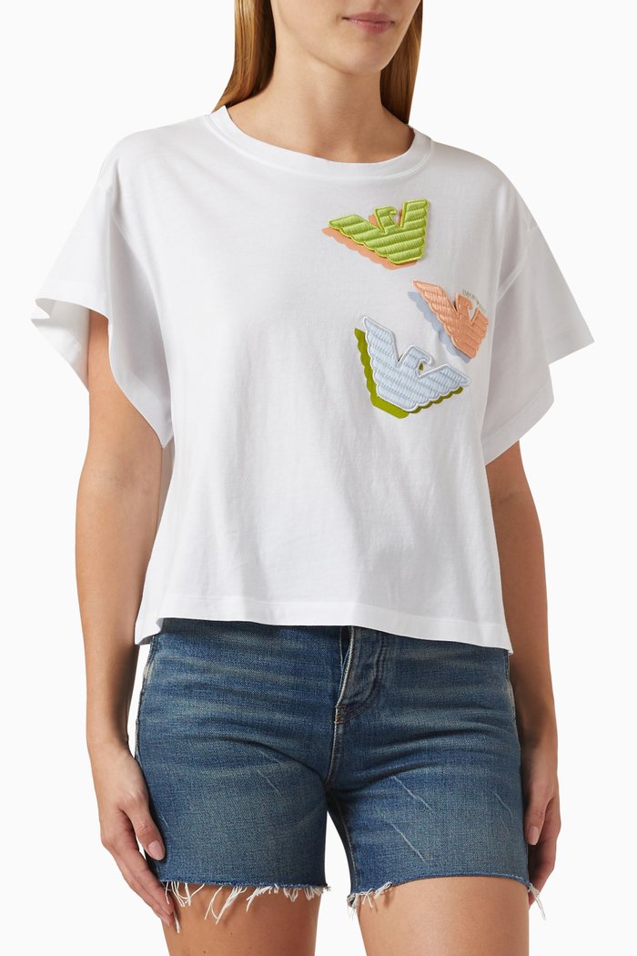 

Logo Patch T-shirt in Jersey, White