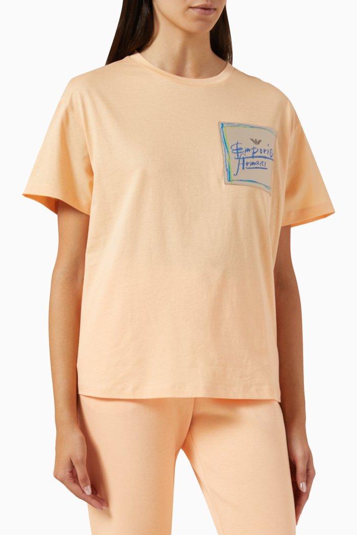 

Logo-patch T-shirt in Cotton-jersey, Orange