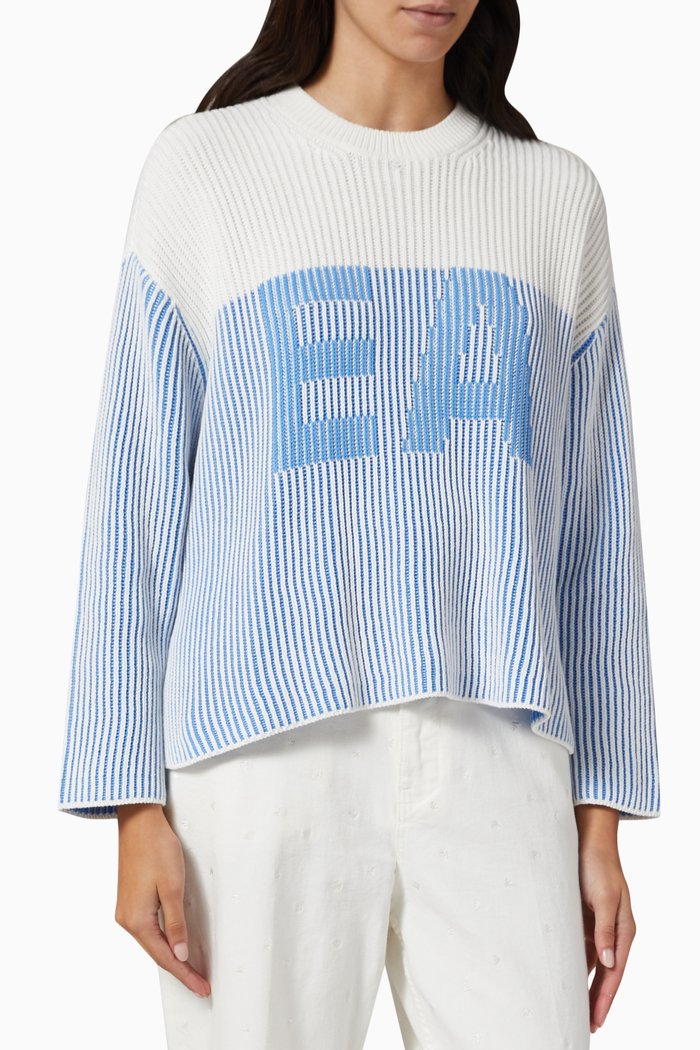 

Logo Intarsia Sweater in Knit, White
