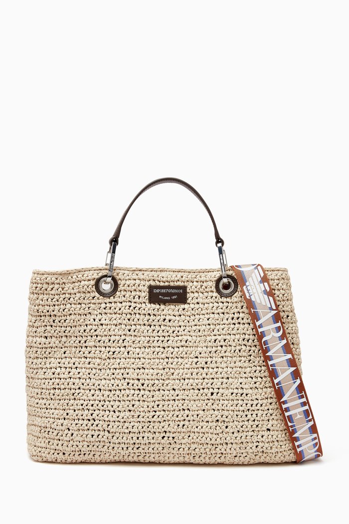 

Large Tote Bag in Woven Raffia, Neutral