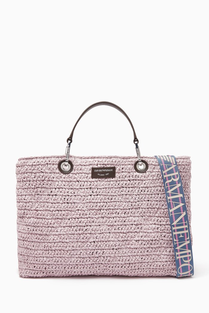

Large Tote Bag in Woven Raffia, Brown