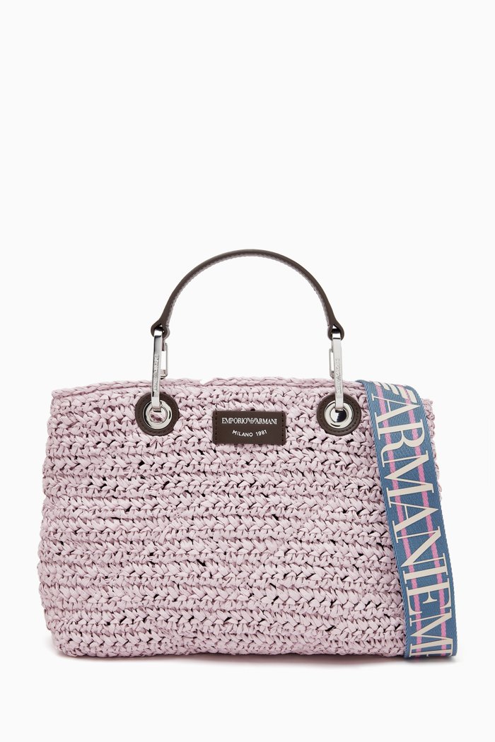 

Medium Tote Bag in Woven Raffia, Brown