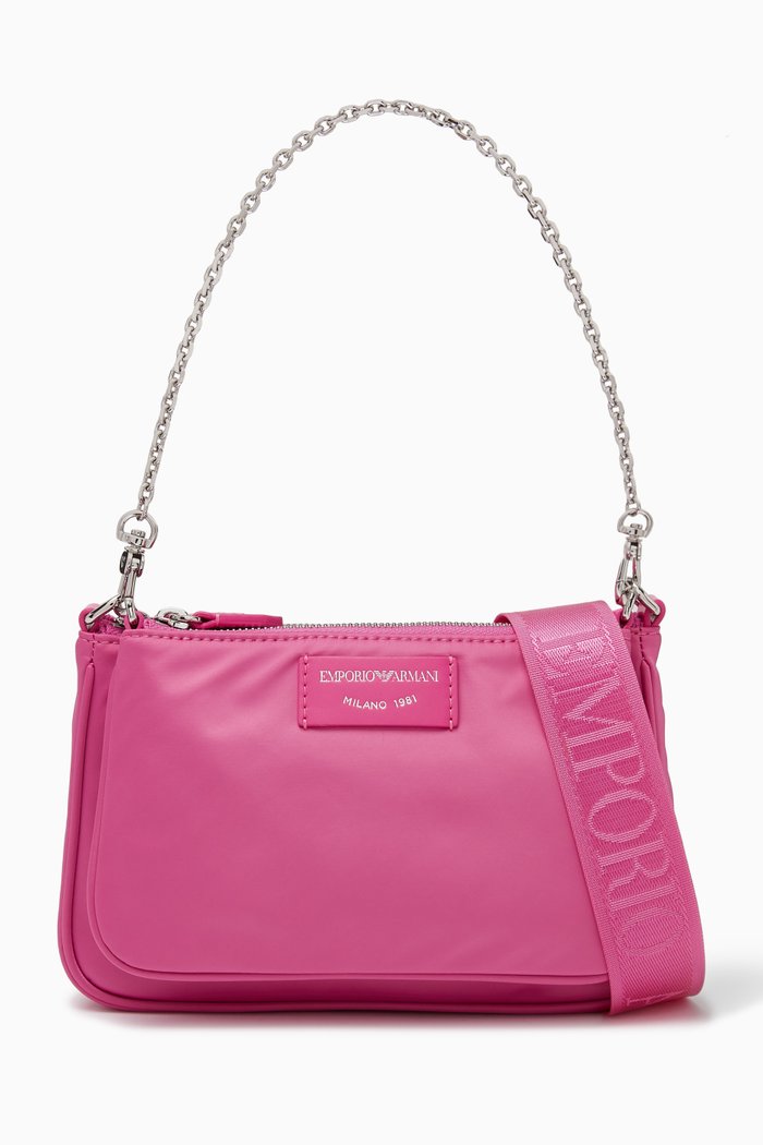 

EA Dual Pocket Crossbody Bag in Nylon, Pink