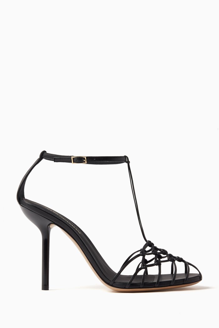 

Lace-Knot Sandals in Leather, Black