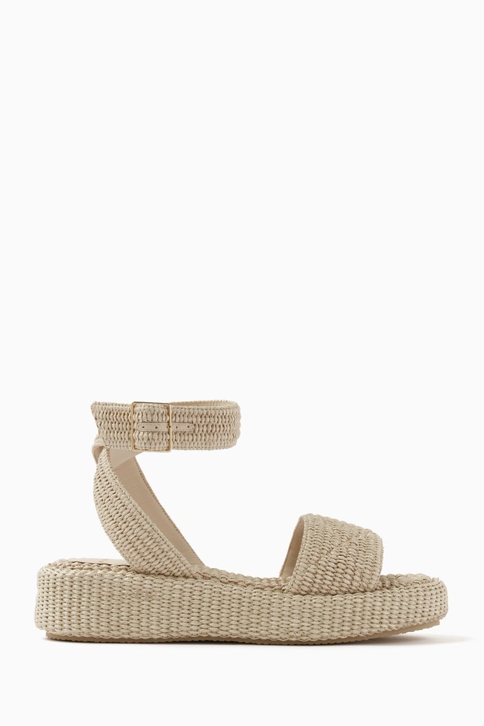 

Platform Sandals in Raffia, Neutral