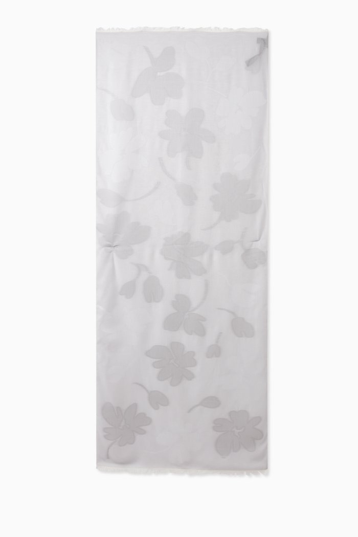

Floral Scarf in Jacquard, Grey
