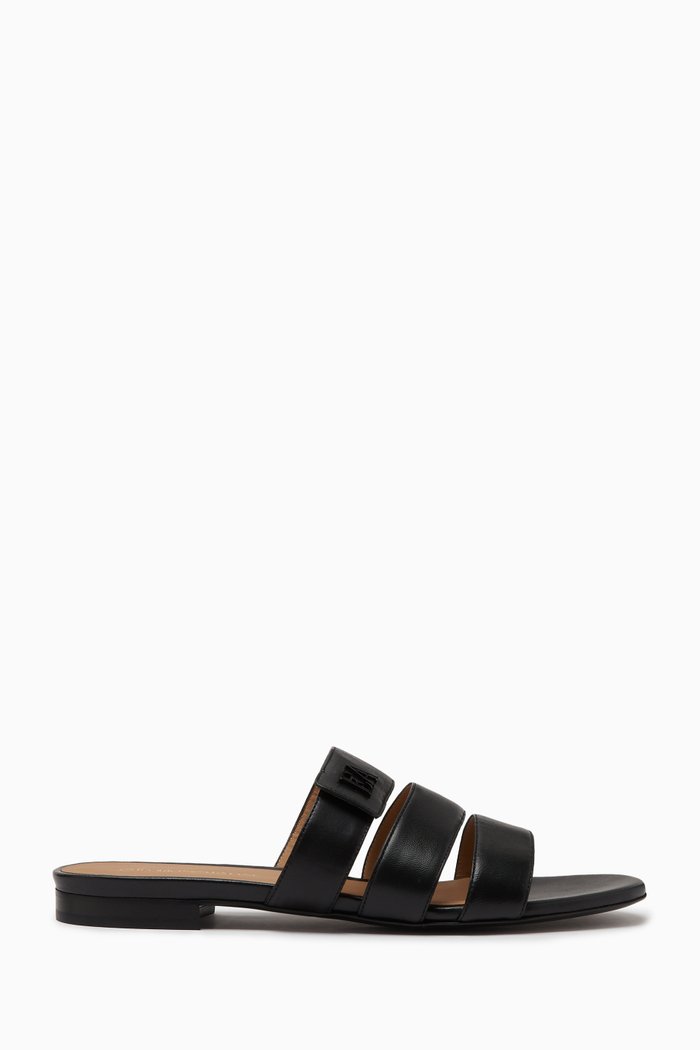 

Flat EA Strap Sandals in Nappa Leather, Black