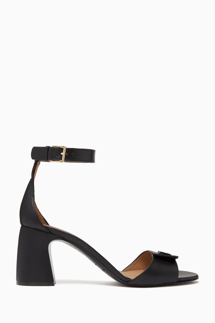

EA Logo Sandals in Nappa Leather, Black