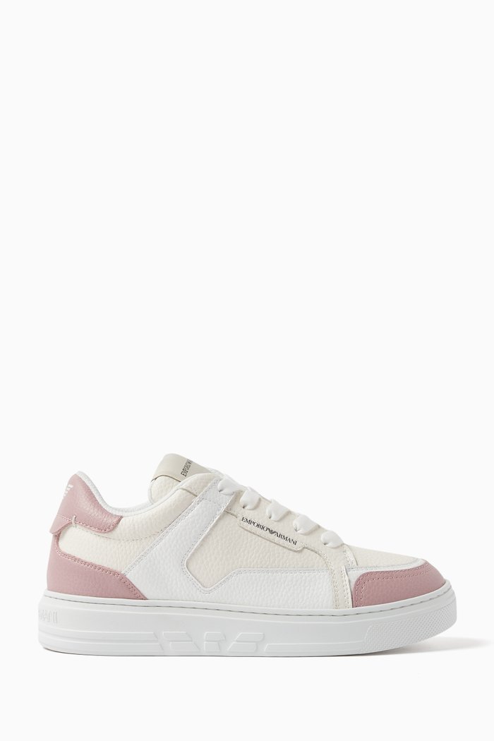 

Low-top Logo Sneakers in Calf Leather, Pink