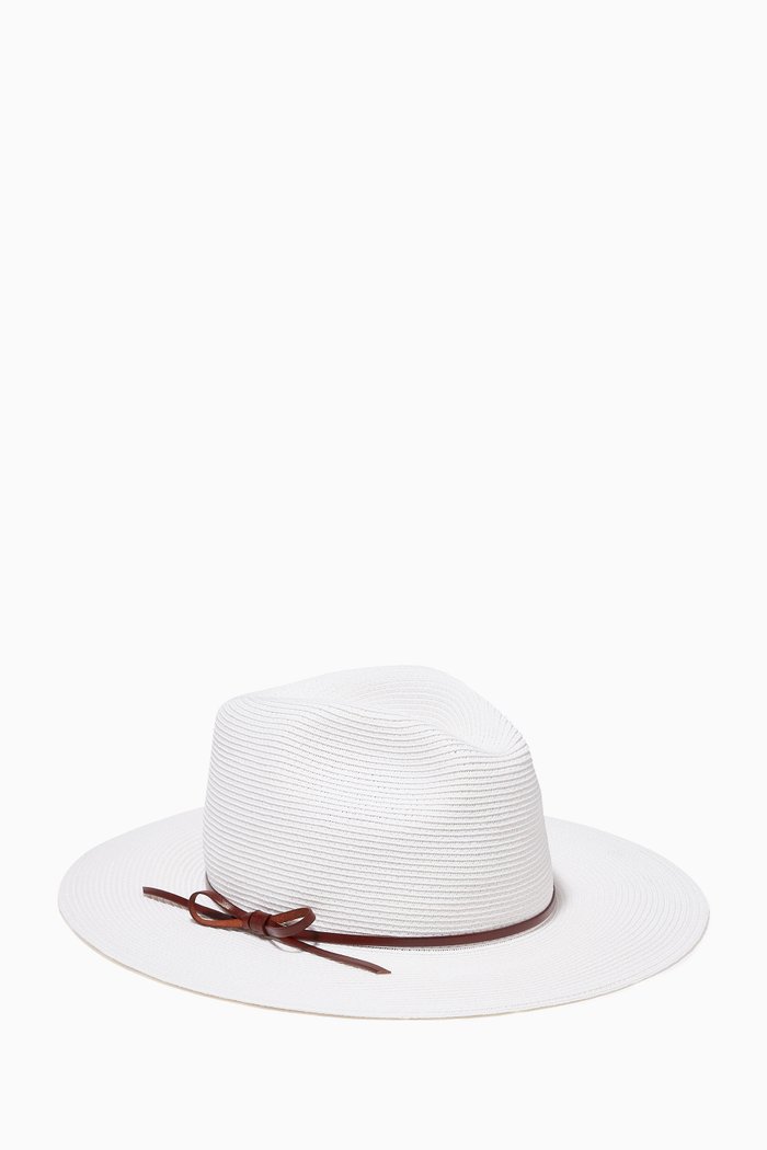 

Ribbon Trim Fedora Hat in Raffia, White