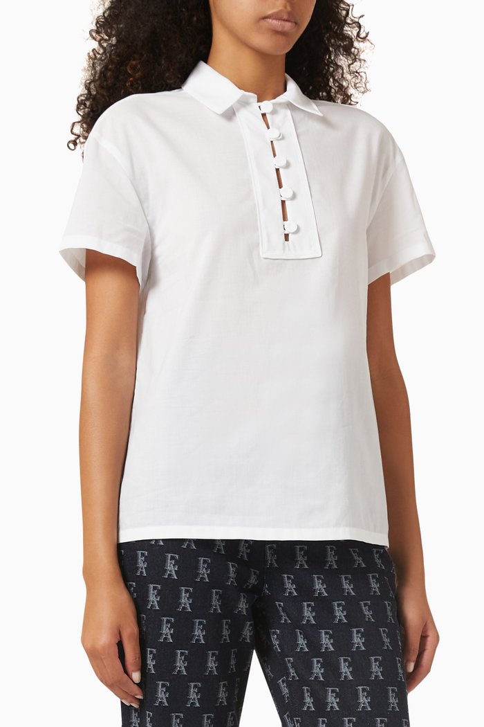 

Button Top in Cotton, White