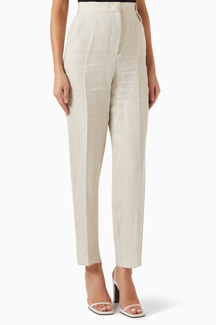 

Tapered-leg Pants in Linen, Neutral