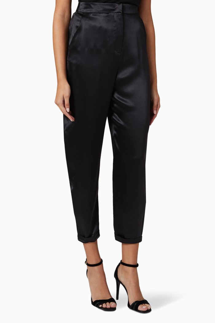 

High-rise Pants in Silk, Black