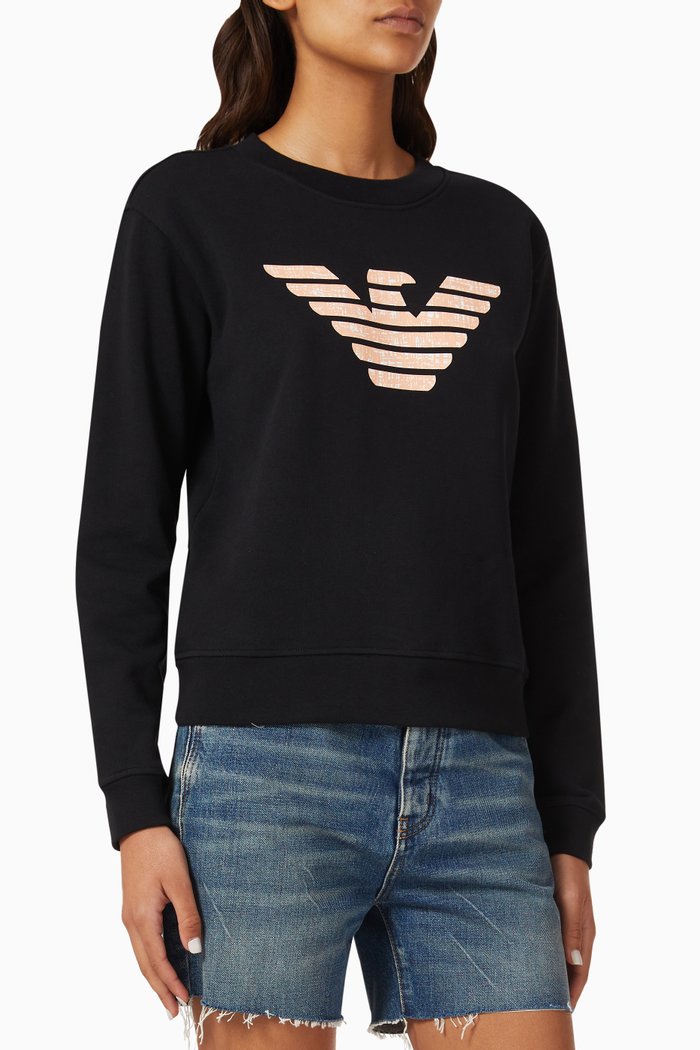 

Eagle Logo Printed Sweatshirt in Cotton, Black