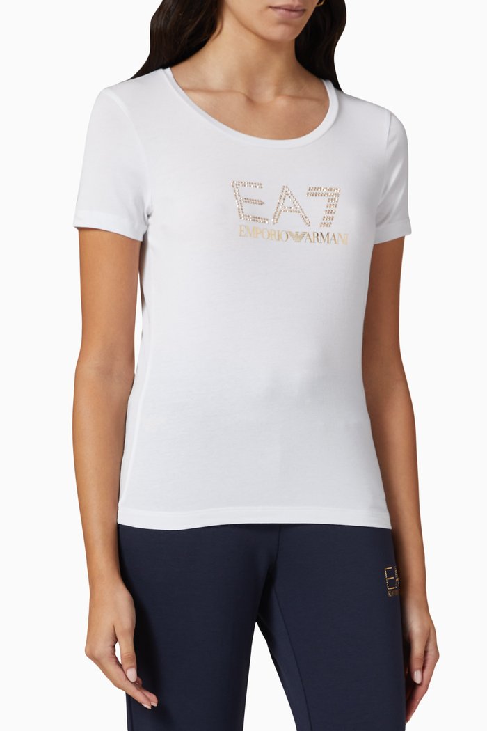 

Metallic Logo T-shirt in Jersey, White