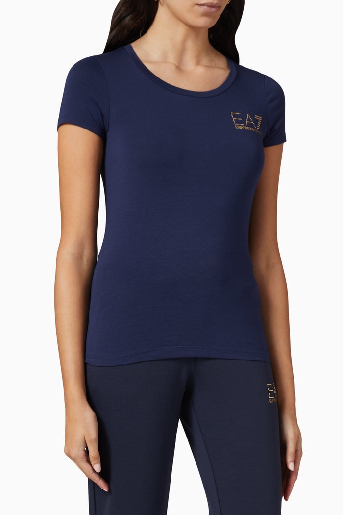 Logo T-shirt in Jersey, Blue