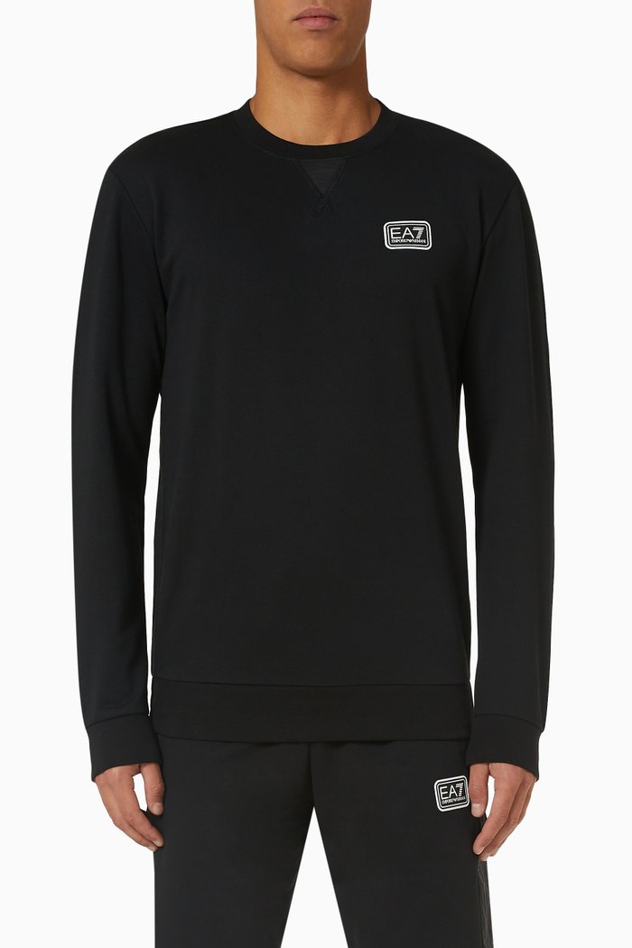 

EA7 Logo Sweatshirt in Cotton, Black