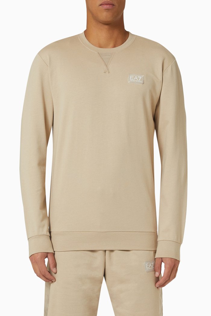 

EA7 Logo Sweatshirt in Cotton, White