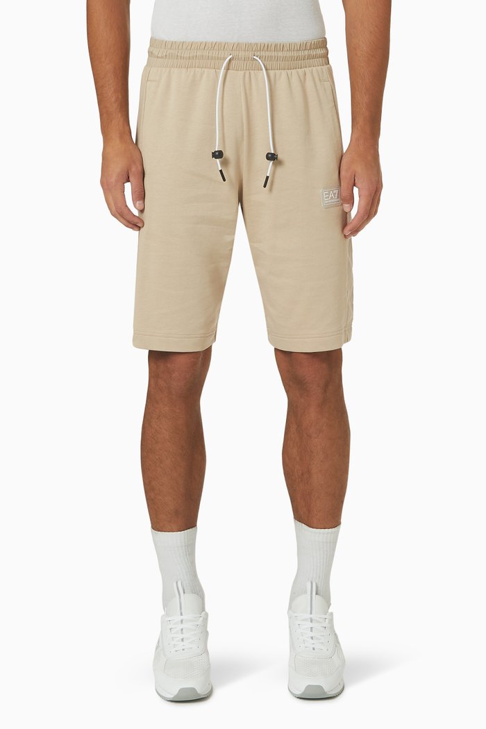 EA7 Mini Logo Shorts in Fleece, White