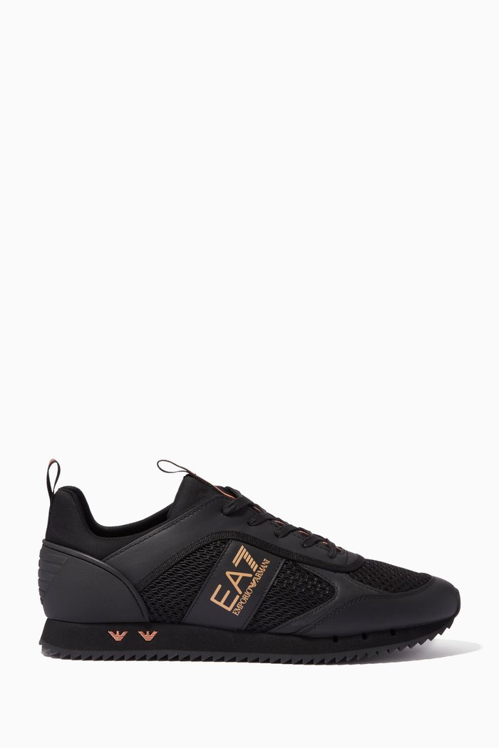 

EA7 Sneakers in Mesh & Faux Leather, Black