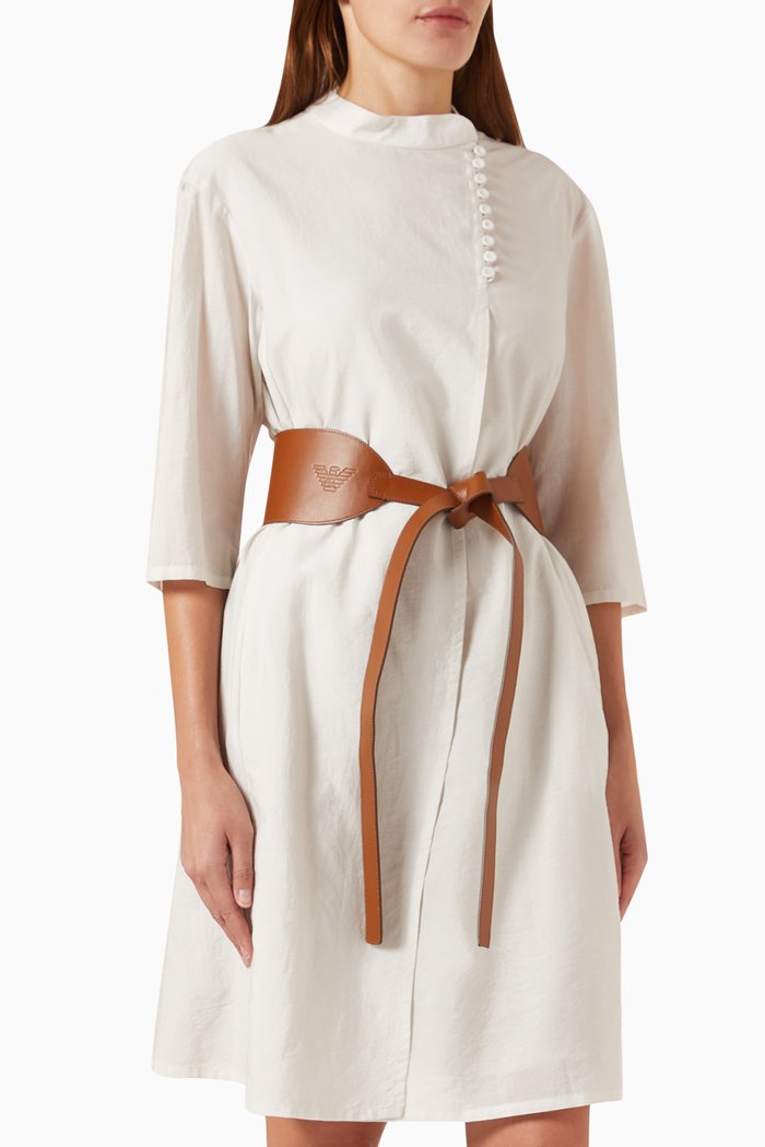 

Belted Wrap Mini Dress in Muslin, White